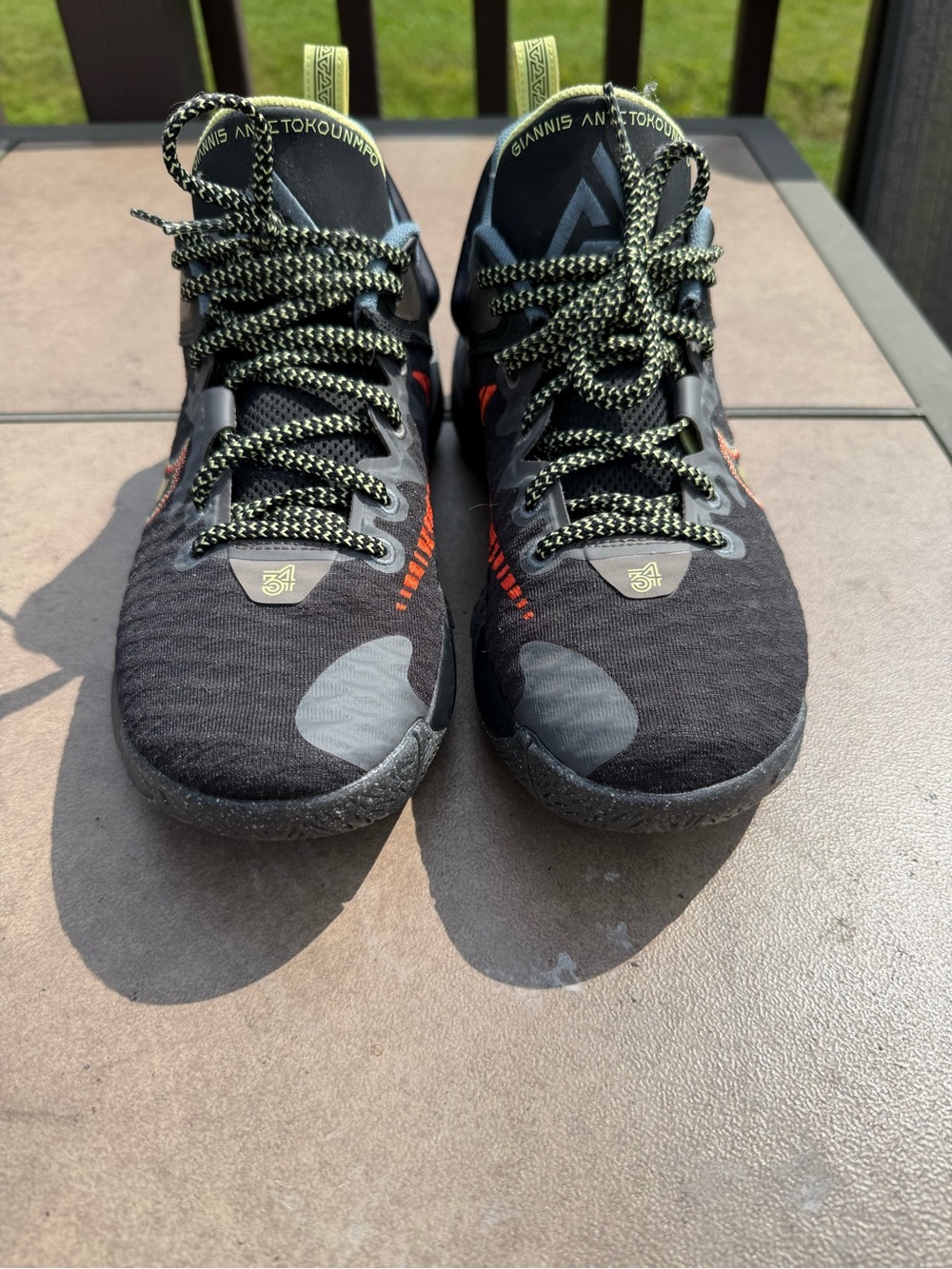 Nike Giannis Men's Black with Olive and Orange Accents Sneakers